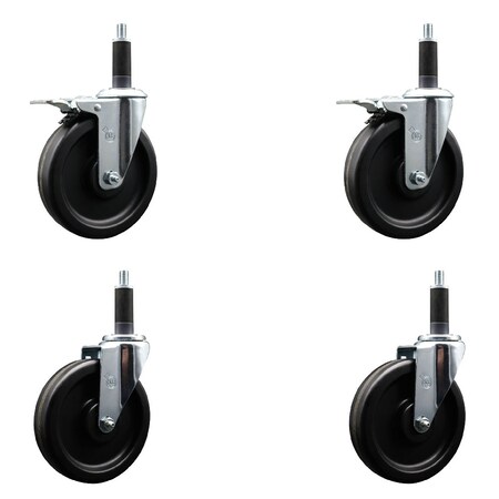 Service Caster 6'' Phenolic Swivel 1'' Expand Stem Caster Set 2 Total Lock Brakes, 4PK SCC-EXTTL20S615-PHS-2-S-2-1